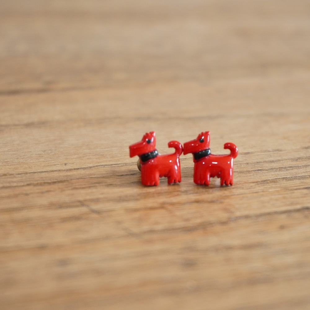 Red Scottie Dog Stud Earrings Vintage Style Novelty Scottish Terrier Jewelry